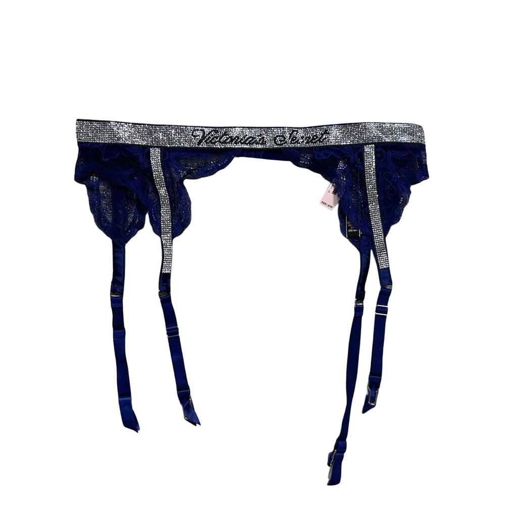 Victoria Secret Very‎ Sexy Rhinestone Strap Lace Blue Garter Belt Size XS/S-NWT
